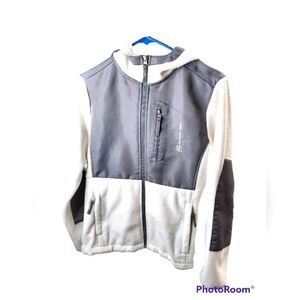 Free Country hoodie jacket small mirco-fleece off white& gray